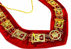 Shriner - Masonic Chain Collar - Gold/Silver on Red