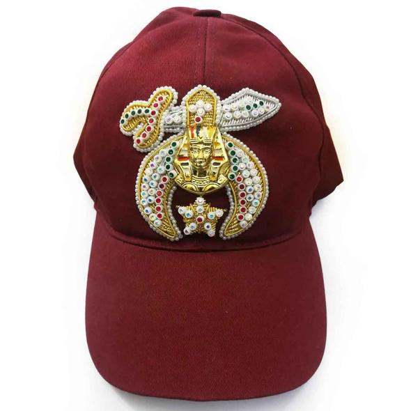 Maroon Shriner Jewel Cap-Shriner Jewel Embroidered Maroon Baseball Cap