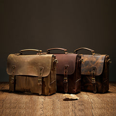 Leather Portable Mens Briefcase Satchel Official Briefcase Multifunctional Briefcase European and American retro style