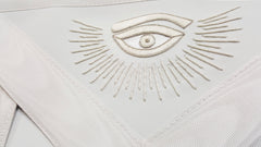 Master Mason Blue Lodge Apron - White Hand Embroidery