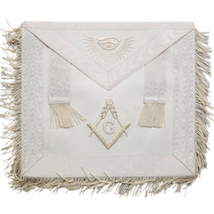 Master Mason Blue Lodge Apron - White Hand Embroidery