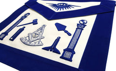 Past Master Apron - Hand Embroidered Tools Royal Blue Apron