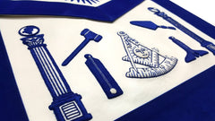 Past Master Apron - Hand Embroidered Tools Royal Blue Apron