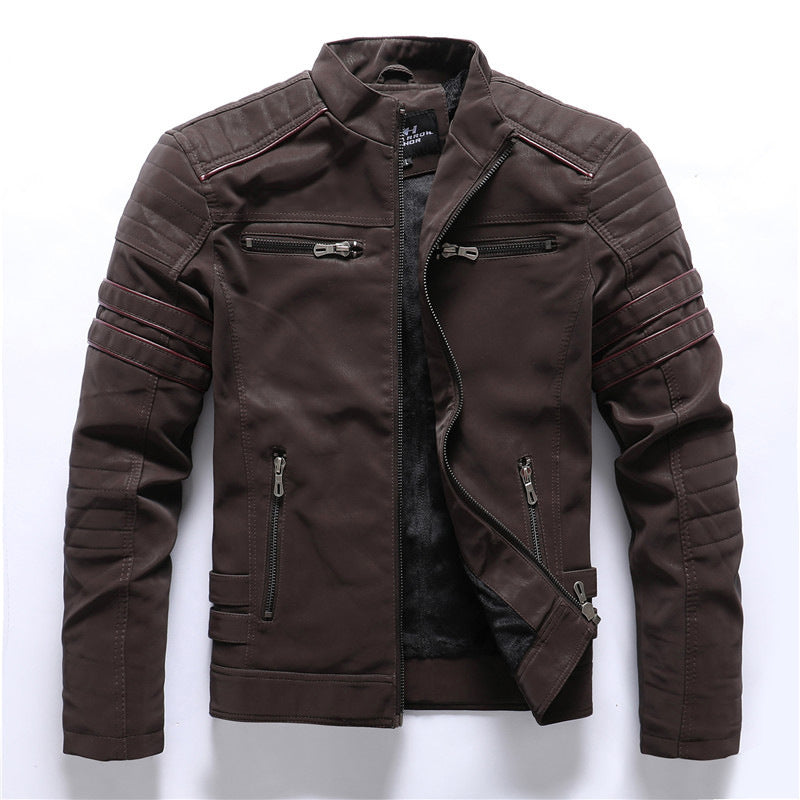 Men's Washed PU Leather Casual Men's Leather Jacket-Leather jacket for mens