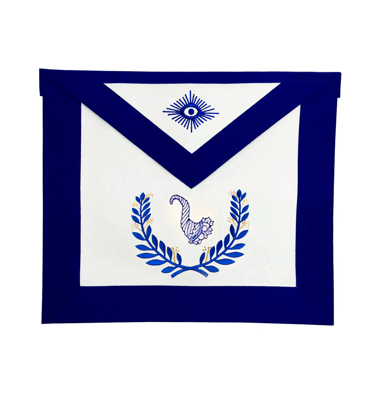 Junior Steward Blue Lodge Officer Apron - Royal Blue Wreath Embroidery