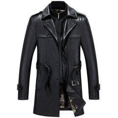 men's Leather Jacket  mid-length sheepskin suit