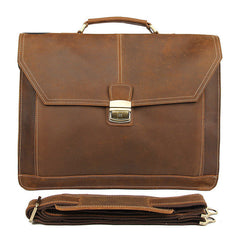 Crazy Horse Leather Briefcase Business mens briefcase cowhide layer Handbag Business Briefcase   Multifunctional Briefcase