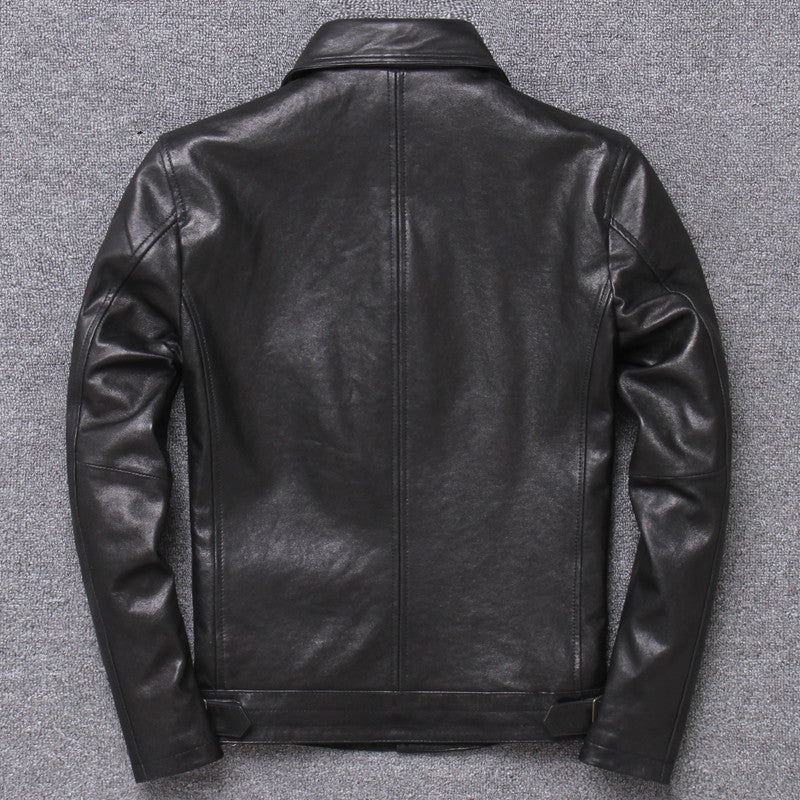 Lightweight Leather Sheepskin Motorcycle Jacket Single Coat