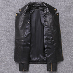 Lightweight Leather Sheepskin Motorcycle Jacket Single Coat