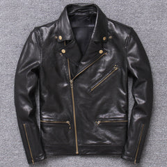 Lightweight Leather Sheepskin Motorcycle Jacket Single Coat