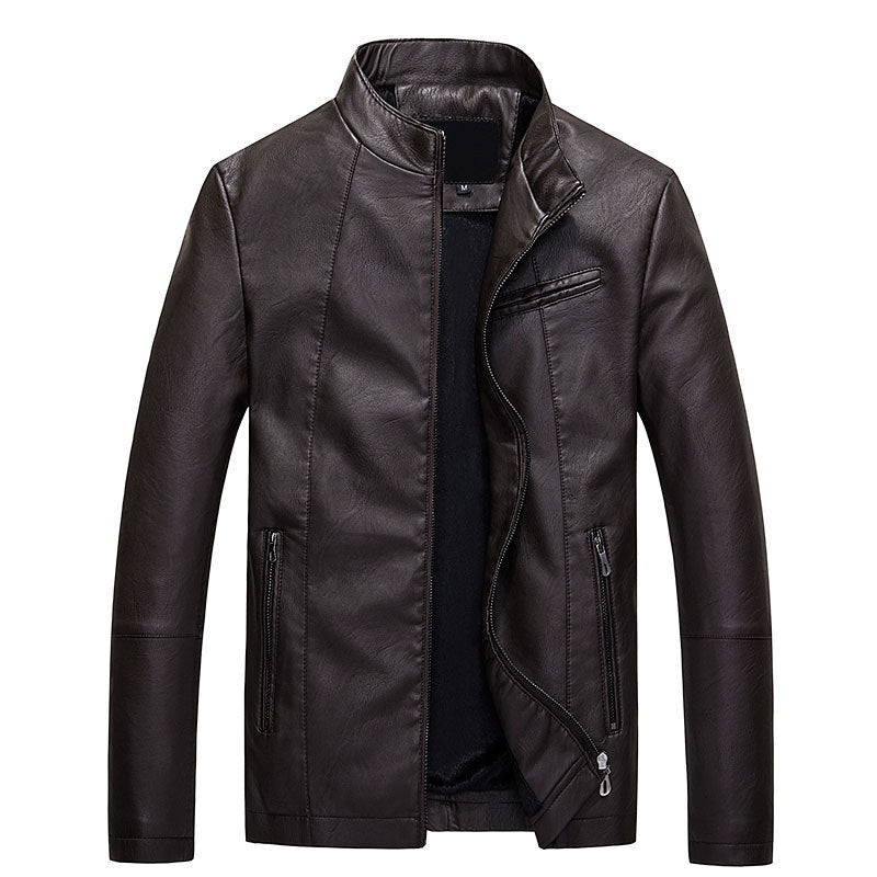 Men's leather PU leather jacket-Men's Washed PU Leather Casual Men's Leather Jacket-Leather jacket for mens