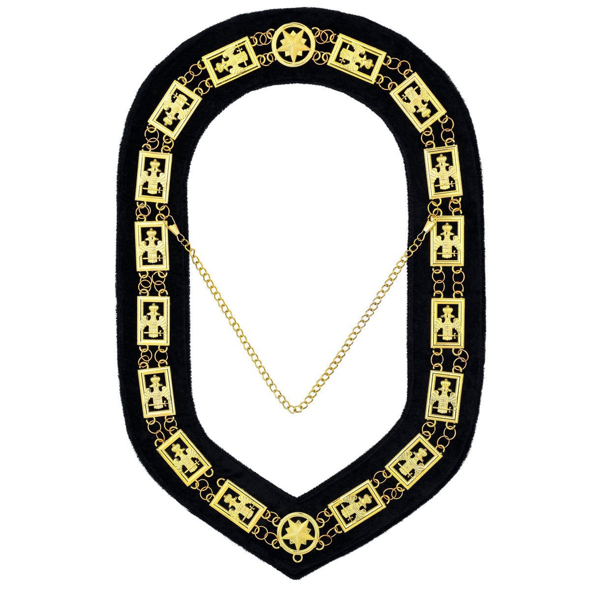 32nd Degree Scottish Rite Chain Collar - Wings Down Gold