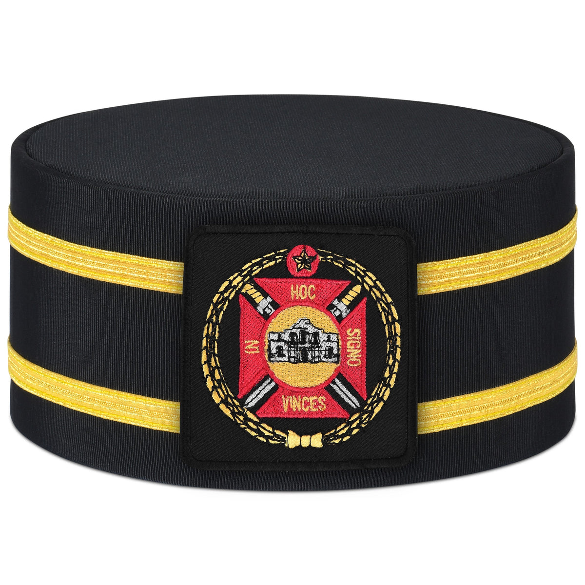 Knights Templar Commandery Crown Cap - Square Black Patch With Double Braid