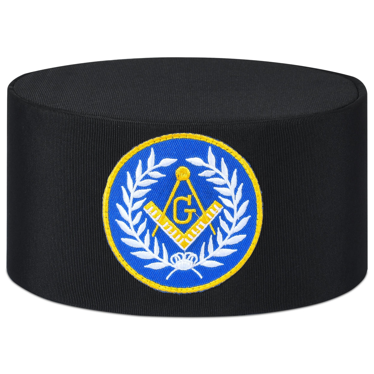 Master Mason Blue Lodge Crown Cap - Black With Blue Emblem & Wreath