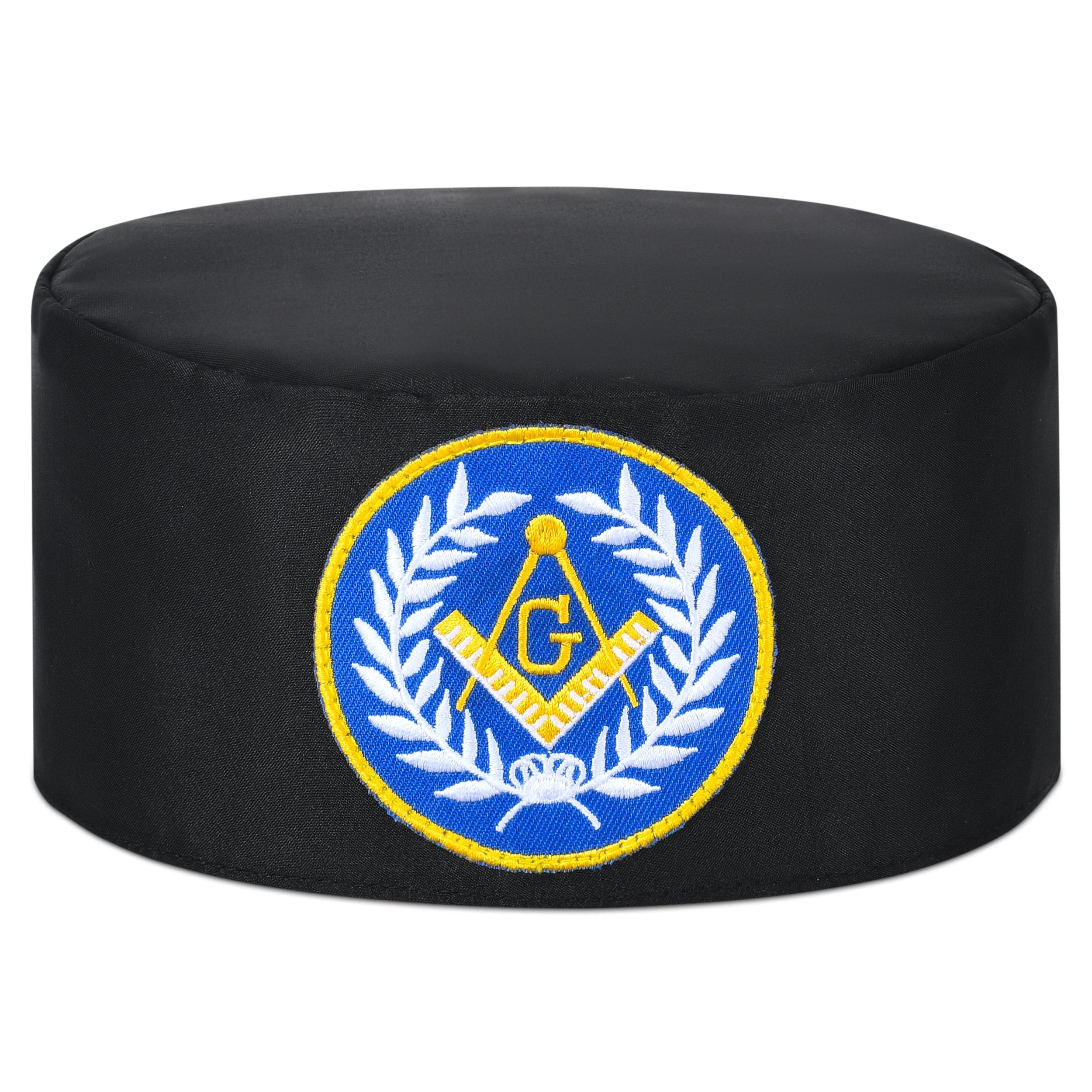 Master Mason Blue Lodge Crown Cap - Black With Blue Emblem & Wreath