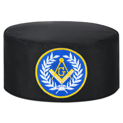 Master Mason Blue Lodge Crown Cap - Black With Blue Emblem & Wreath