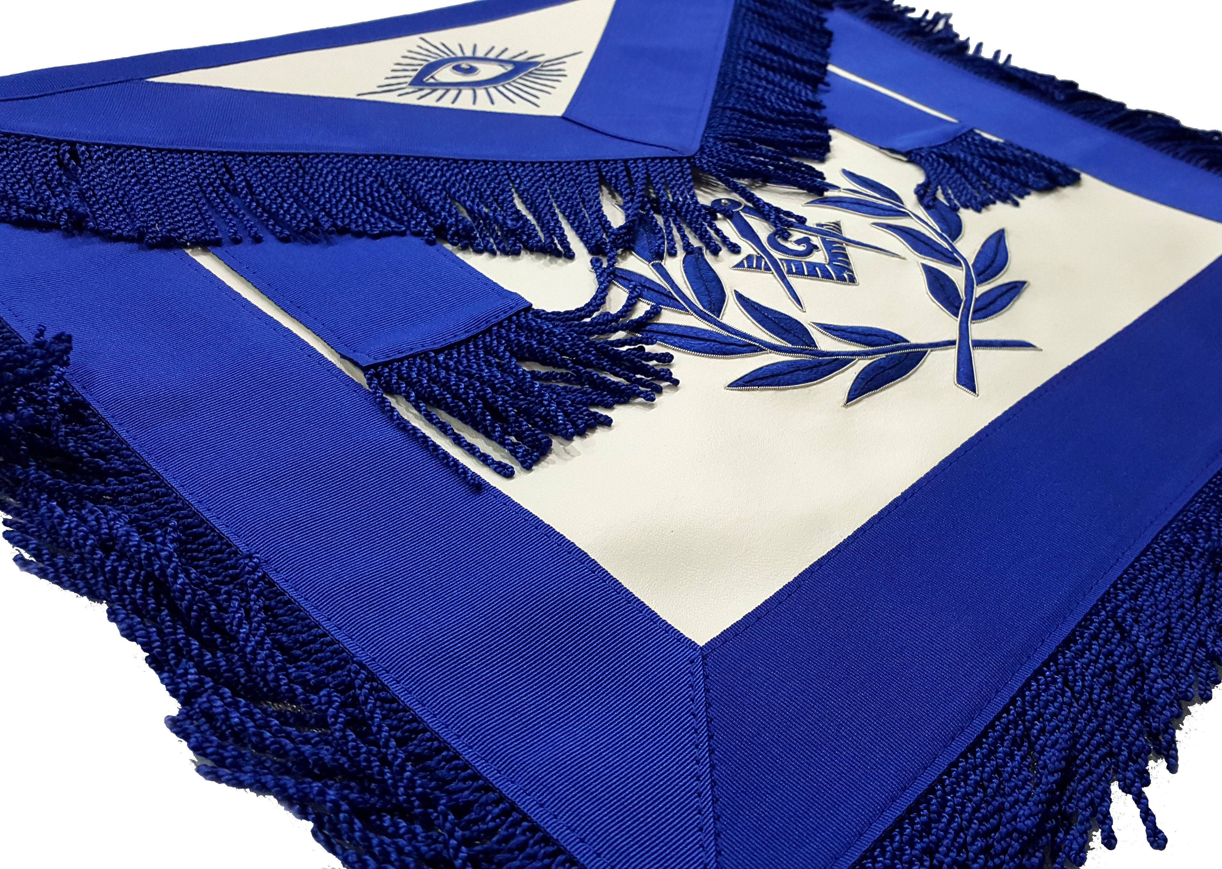 Master Mason Blue Lodge Apron - Blue with Embroidery & Fringe