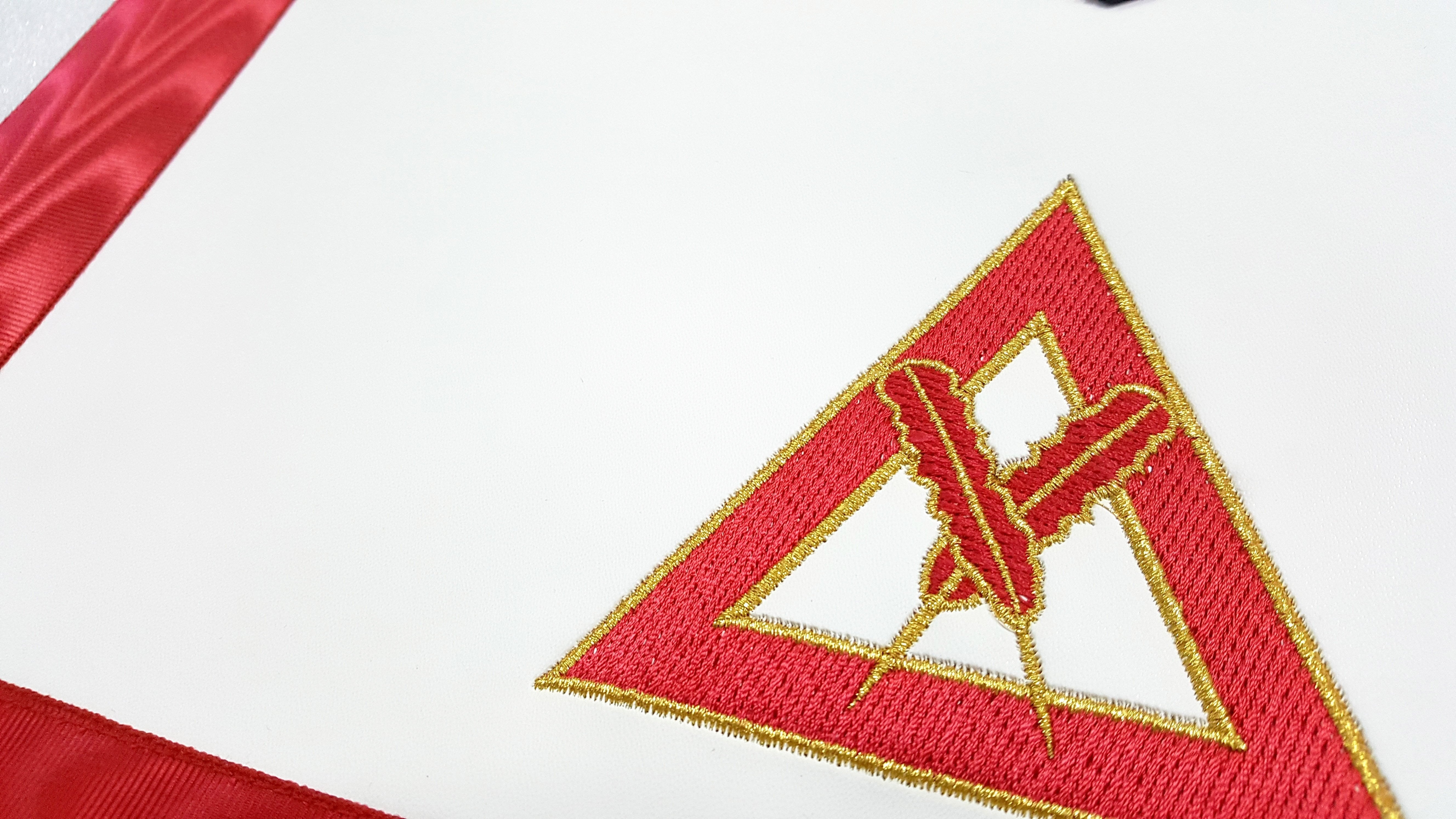 Secretary Royal Arch Chapter Officer Apron - Red Machine Embroidery