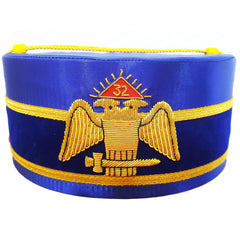 32nd Degree Scottish Rite Crown Cap - Wings Down Blue Handmade Embroidery