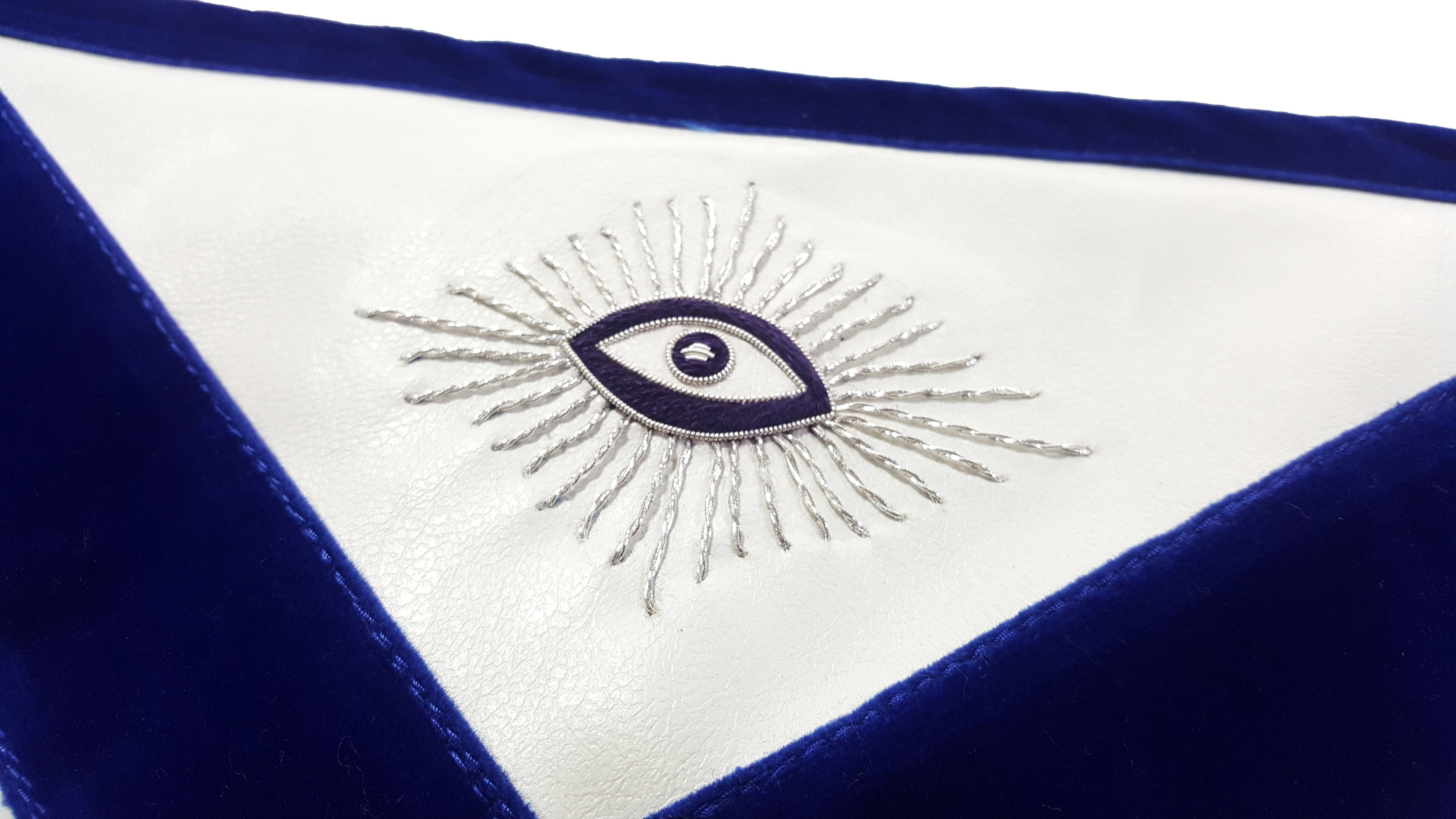 Master Mason Blue Lodge Apron - Royal Blue Silver Embroidery