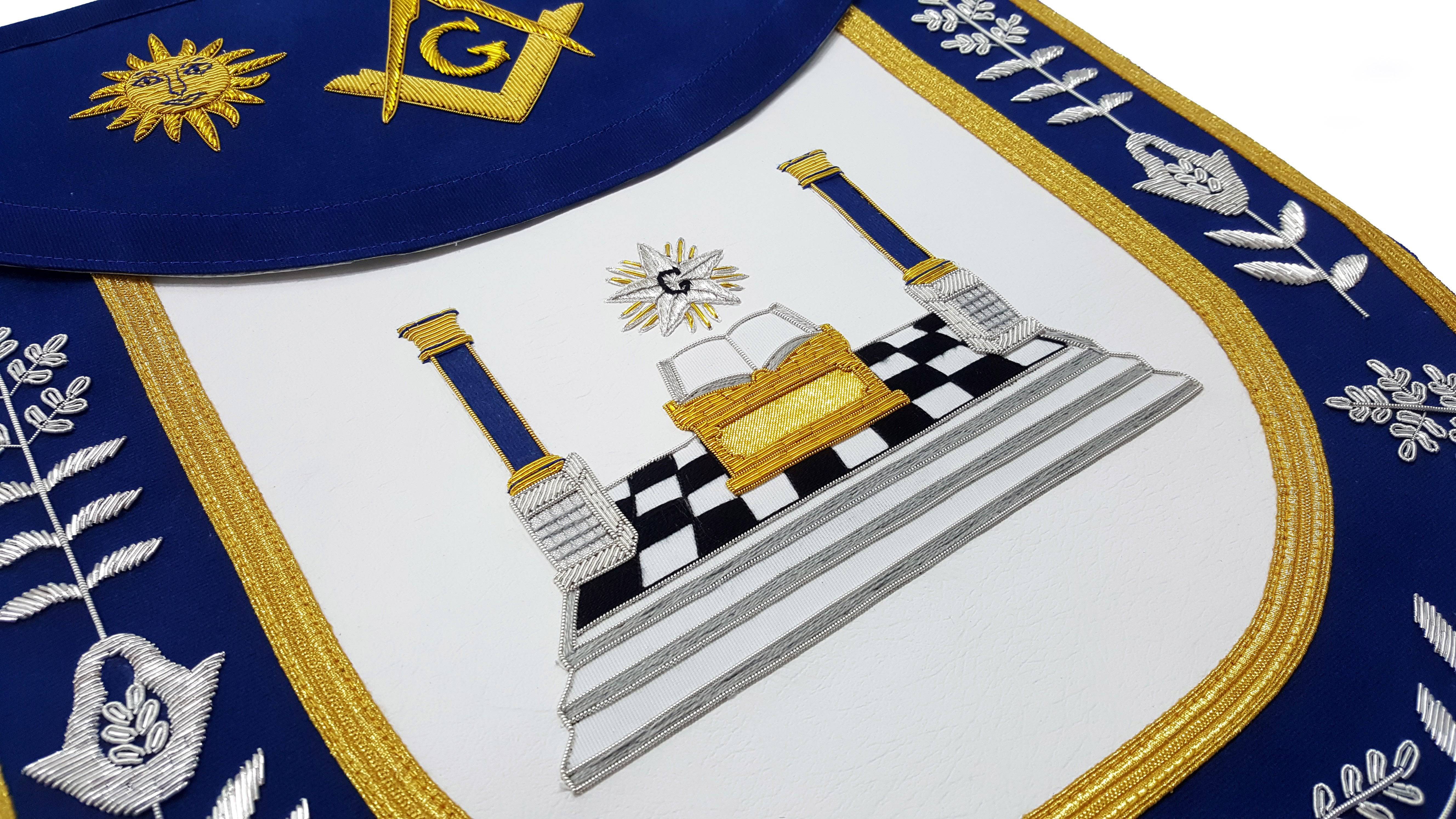 Master Mason Blue Lodge Apron - Altar, Sun, Moon & Pillars