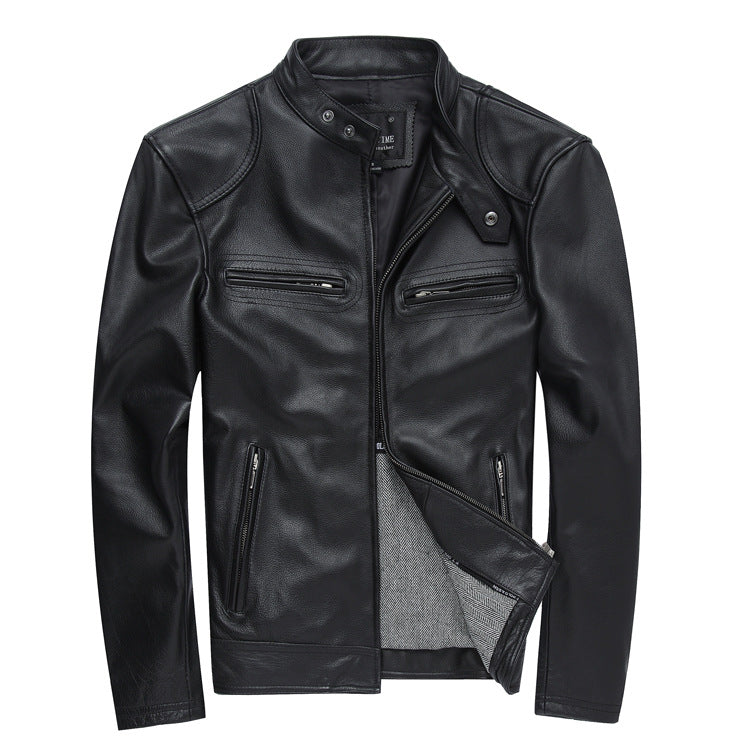 PU leather men's casual Jacket-Leather jacket for mens