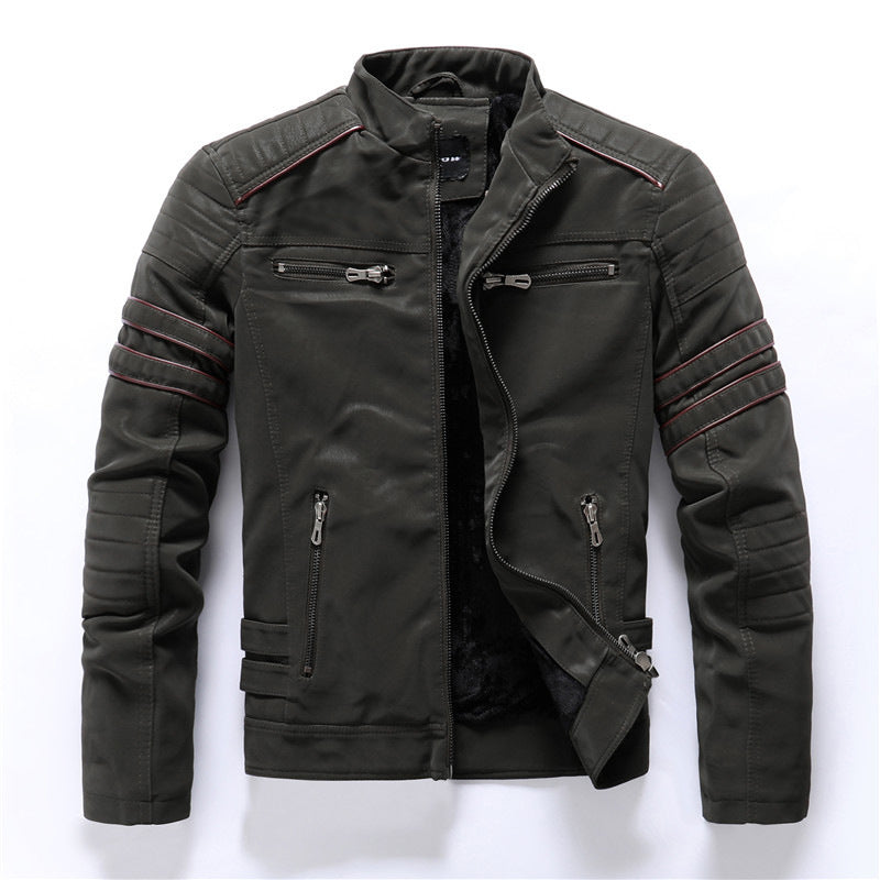 Men's Washed PU Leather Casual Men's Leather Jacket-Leather jacket for mens