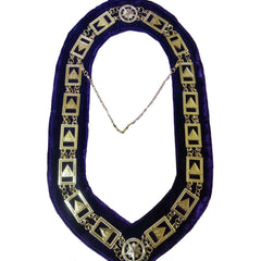 33rd Degree Scottish Rite Chain Collar - Gold Plated on Purple Velvet