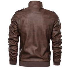 PU leather plain leather jacket hoodless