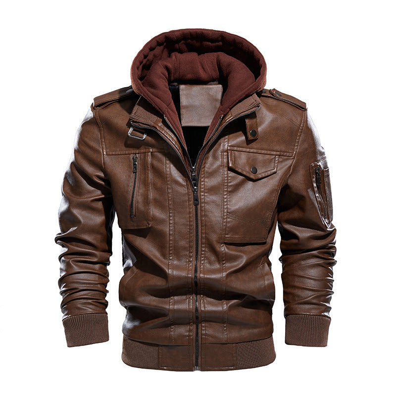 Men's Washed PU Leather Casual Men's Leather Jacket-Leather jacket for mens