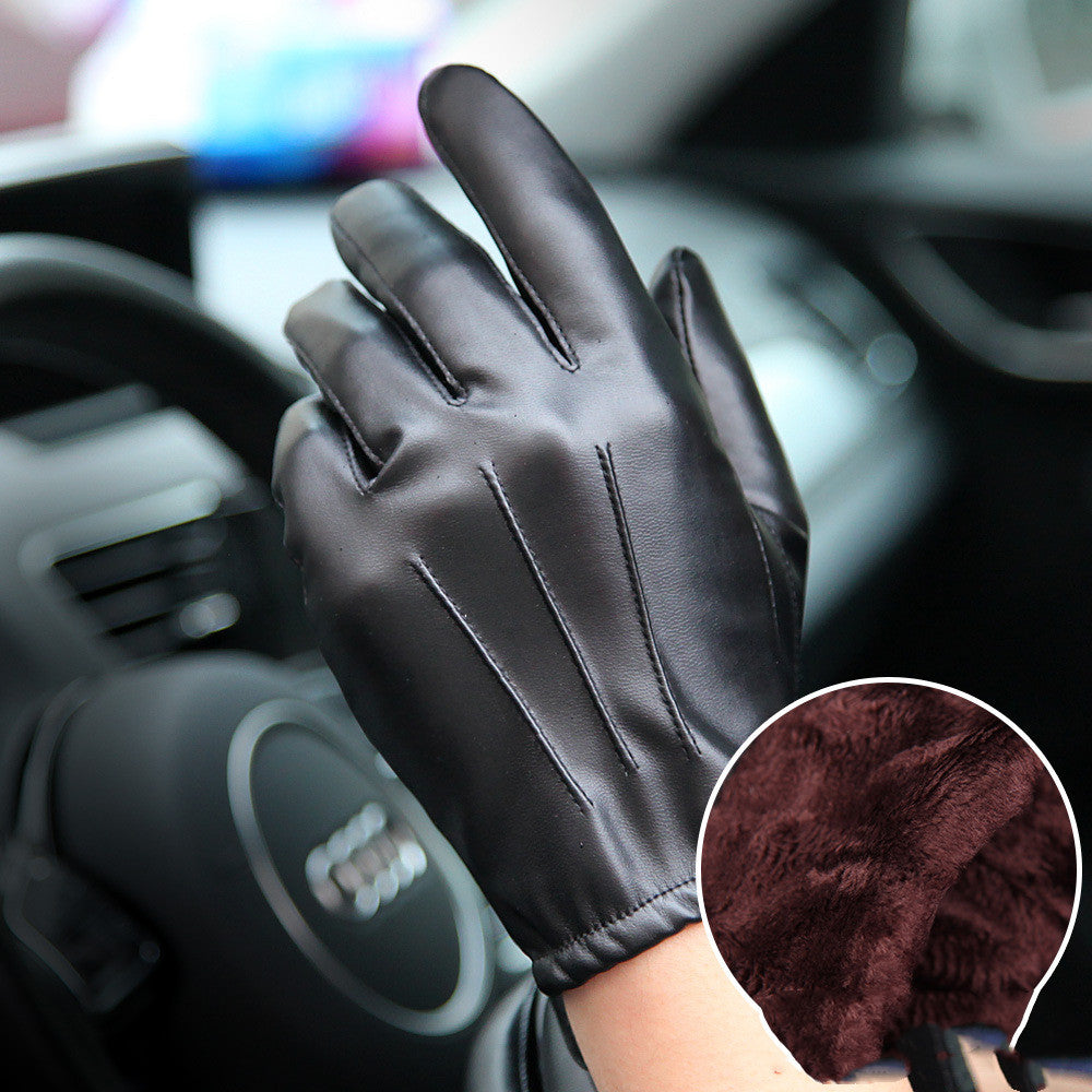 WARMEN men's PU leather gloves - WARMEN Winter Leather Gloves for Men-WARMEN Mens Texting Winter Gloves -Warmen Faux Leather Winter Gloves