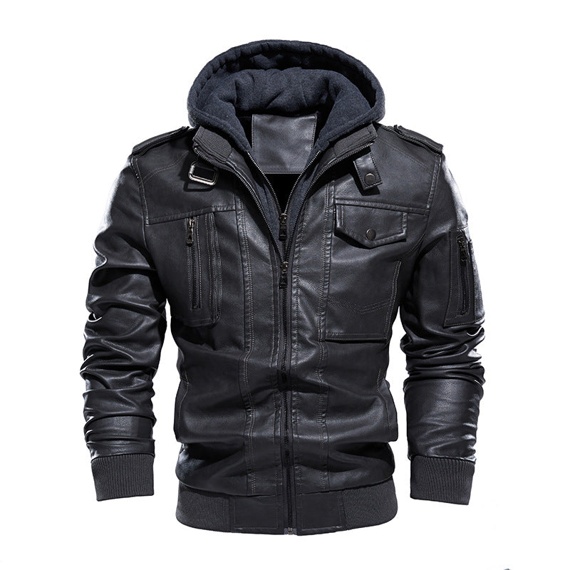 Men's Washed PU Leather Casual Men's Leather Jacket-Leather jacket for mens