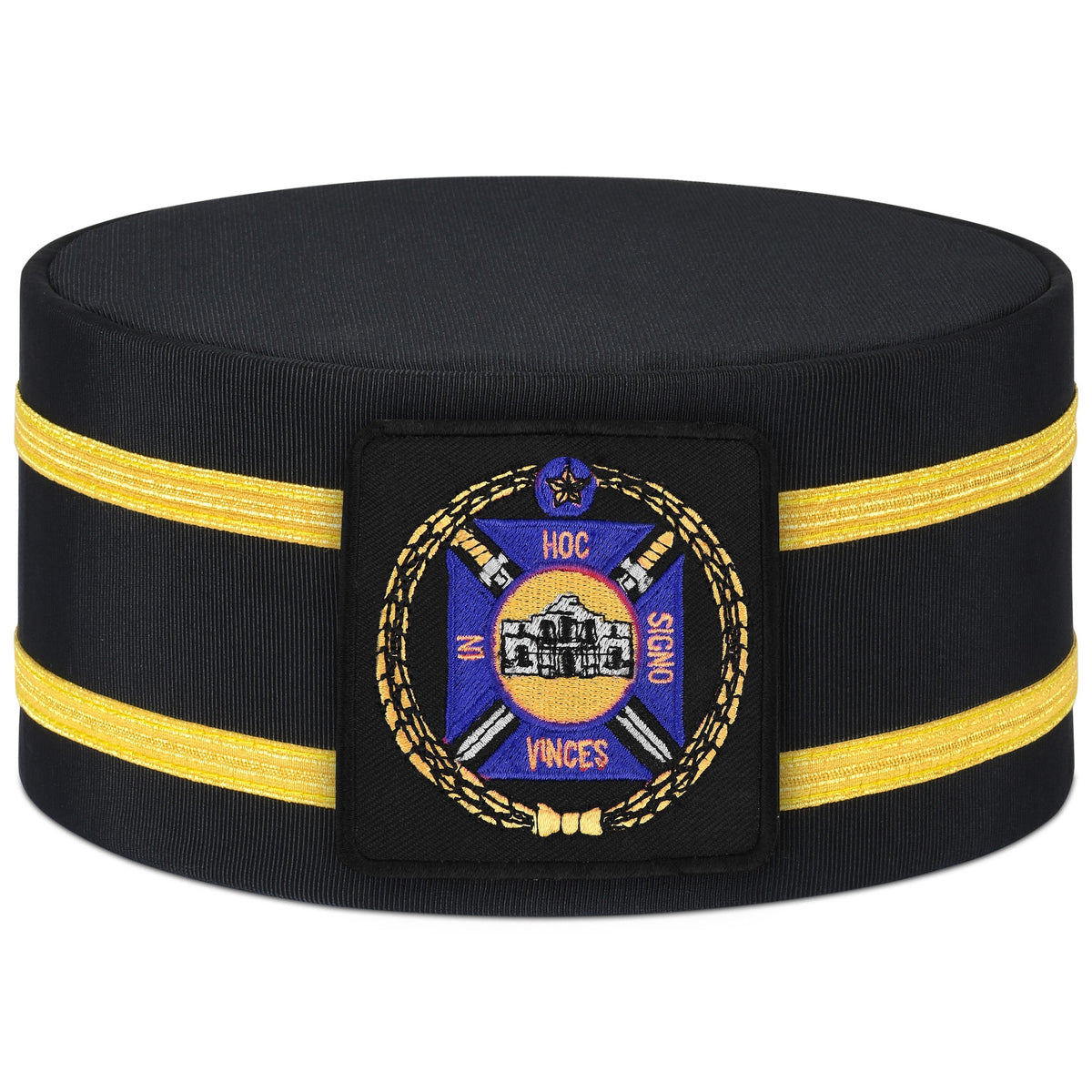 Knights Templar Commandery Crown Cap -  Purple & Gold Emblem With Double Braid