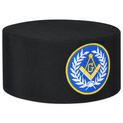 Master Mason Blue Lodge Crown Cap - Black With Blue Emblem & Wreath