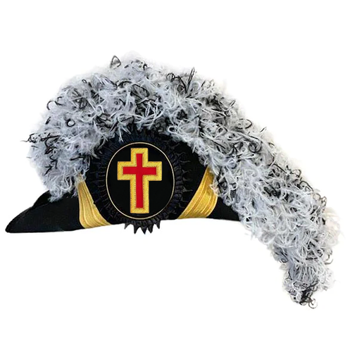 Eminent Commander Knights Templar Commandery Chapeau - White & Black Blend Plumes