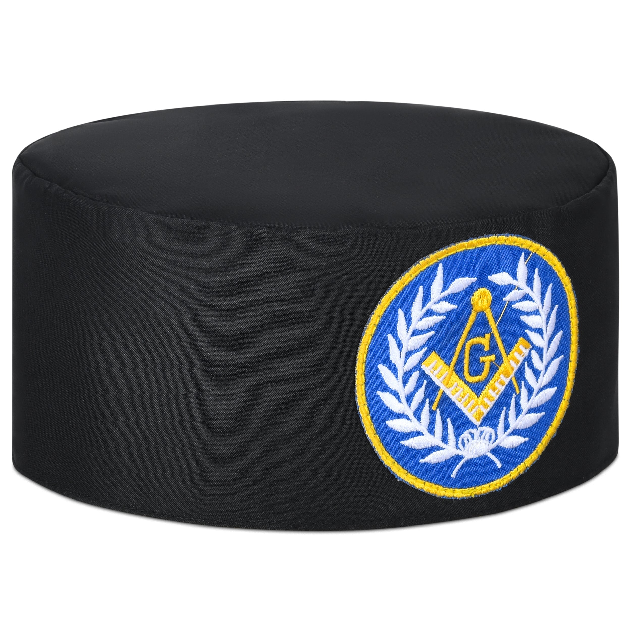 Master Mason Blue Lodge Crown Cap - Black With Blue Emblem & Wreath