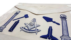 Past Master Apron - Hand Embroidered Tools White Apron