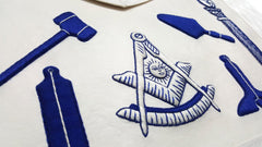 Past Master Apron - Hand Embroidered Tools White Apron