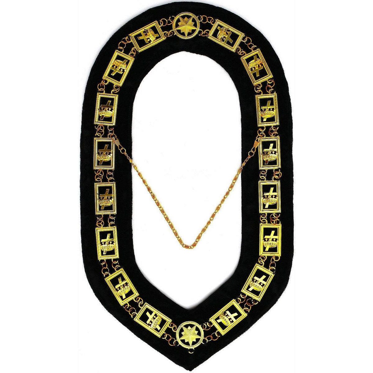 Knights Templar Commandery Chain Collar - Gold Plated on Black Velvet