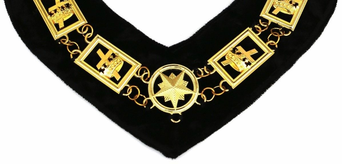 Knights Templar Commandery Chain Collar - Gold Plated on Black Velvet