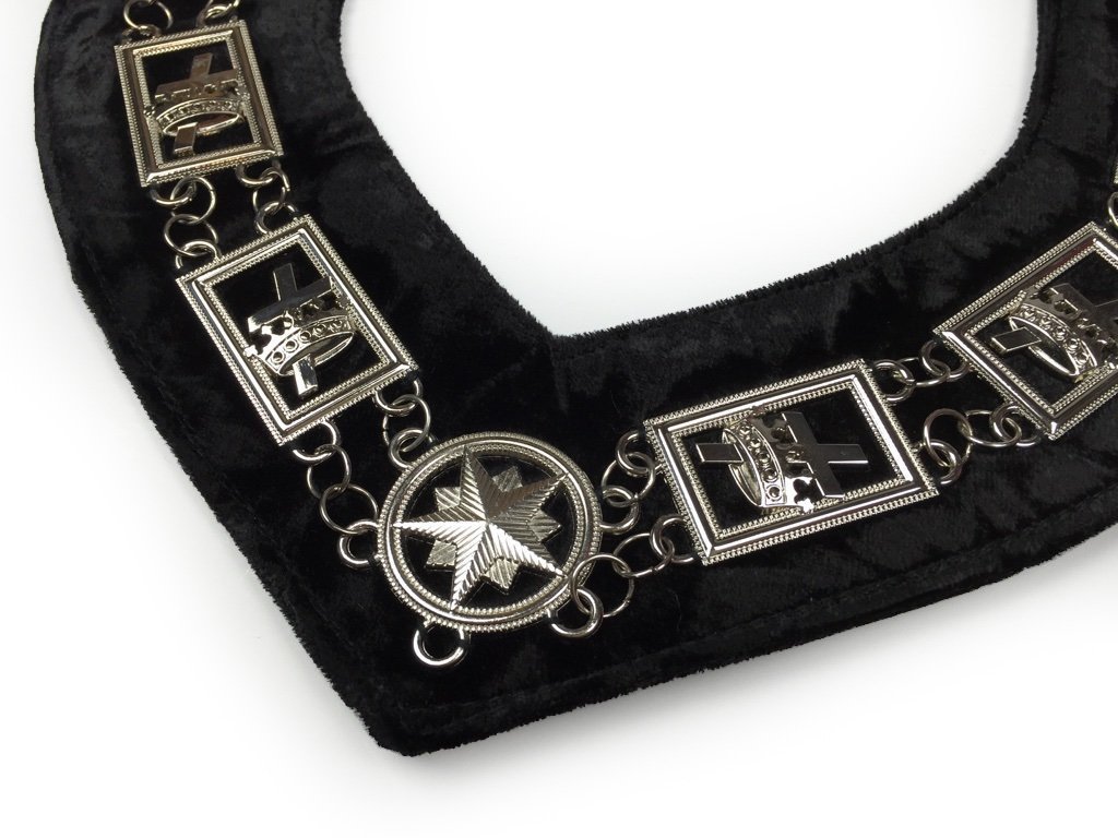 Knights Templar Commandery Chain Collar - Silver Plated on Black Velvet