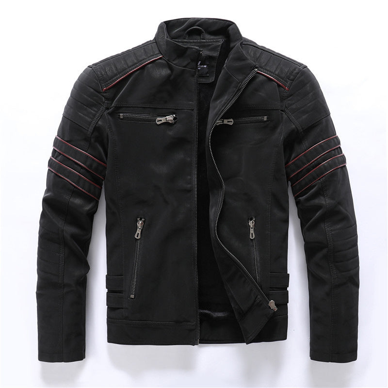 Men's Washed PU Leather Casual Men's Leather Jacket-Leather jacket for mens