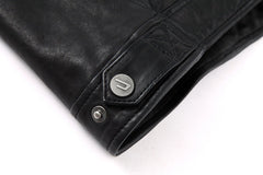 Men's Leather Slim-fit Motorcycle Goatskin Leather Jacket Cowhide