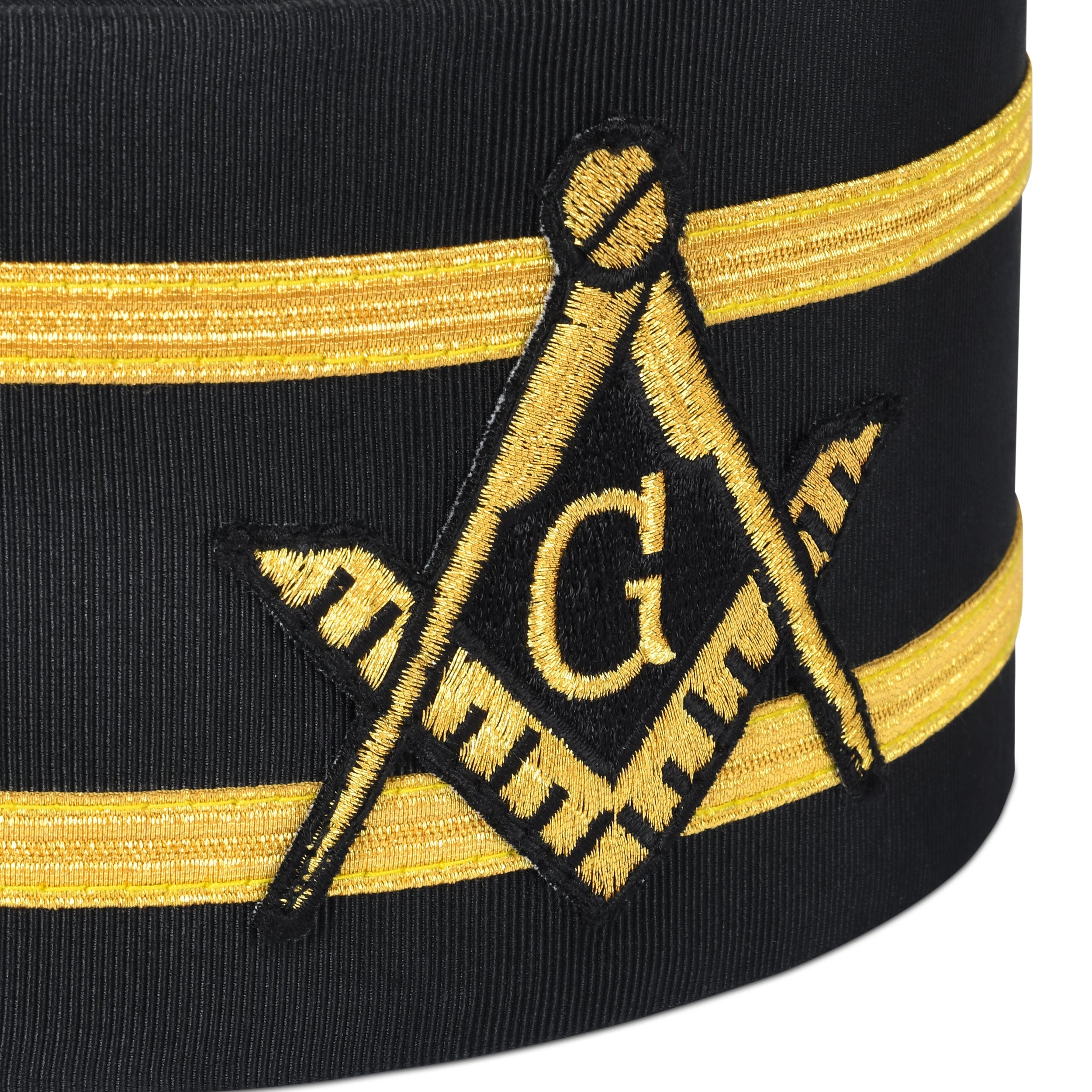 Master Mason Blue Lodge Crown Cap - Black With Double Braid