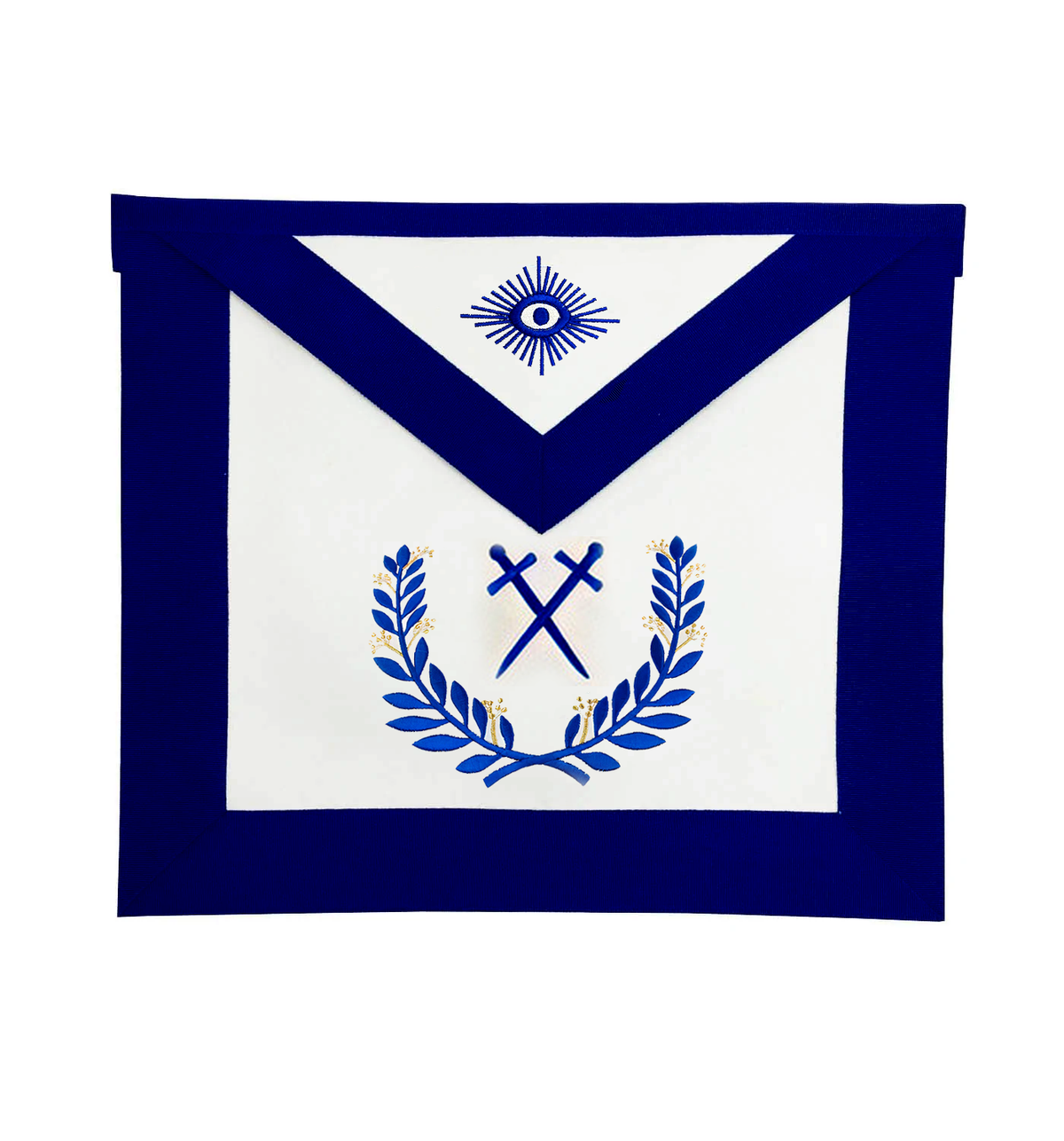 Sentinel Blue Lodge Officer Apron - Royal Blue Wreath Embroidery