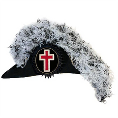 Sir Knight Knights Templar Commandery Chapeau - White & Black Blend Plumes