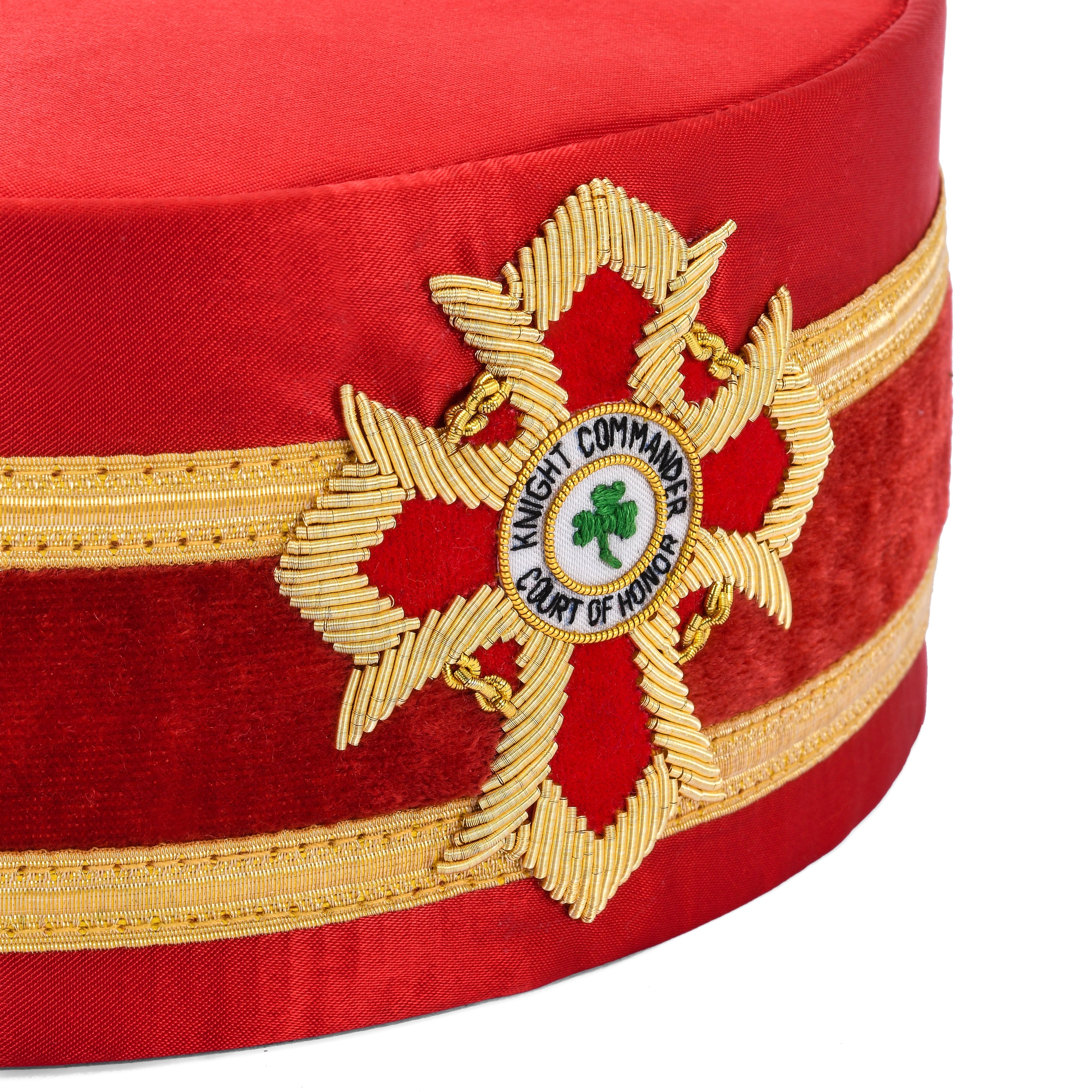 Knight Commander of the Court of Honour Scottish Rite Crown Cap - Red with Gold Bullion