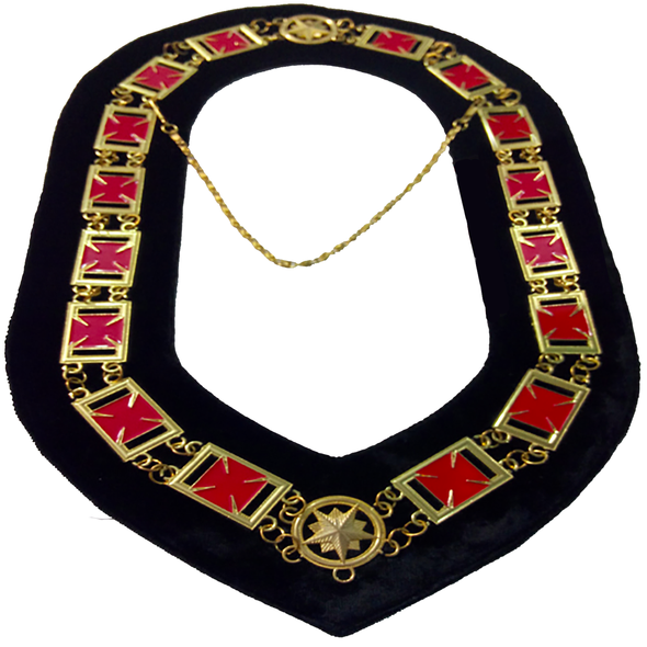 Knights Templar Chain Collar - Masonic Chain Collar - Gold on Black