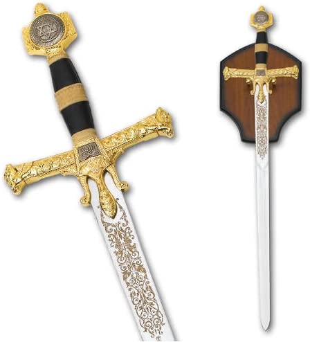 47" Medieval King Solomon Crusader Sword with Display Plasque King Solomon Sword