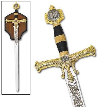 47" Medieval King Solomon Crusader Sword with Display Plasque King Solomon Sword